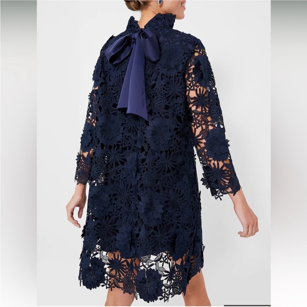Tuckernuck Navy Floral Lace Mini Dress with Back Bow
